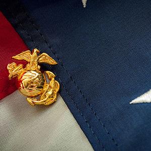 US Marines pin on an American flag